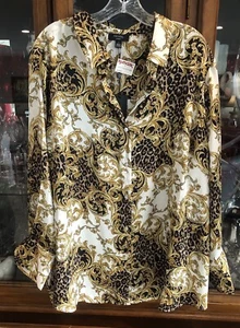 Haver London Women’s Plus 2X Gold Multi Leopard Print Polyester Blouse NWT 🐆 - Picture 1 of 18