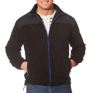 New Chaps Men Full-Zip Colorblock Polar Fleece Jacket Black Size Big 2X MSRP $84 - Picture 1 of 1