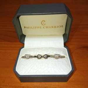 Philippe Charriol Silver Stone Triple Heart Ring Size 53 US 6.75 Used Japan - Picture 1 of 24