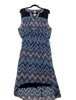 Vestido asimétrico Faded Glory talla 2X para mujer azul geométrico sin mangas Foto 1 de 4