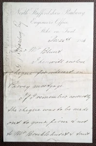 1914 North Staffordshire Railway Letter – Stoke-on-Trent Engineer’s Office - Picture 1 of 2