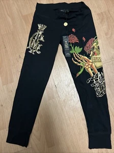 Ed Hardy by Christian Audigier WOMEN’s DETH Graphic black legging extra small - Picture 1 of 7