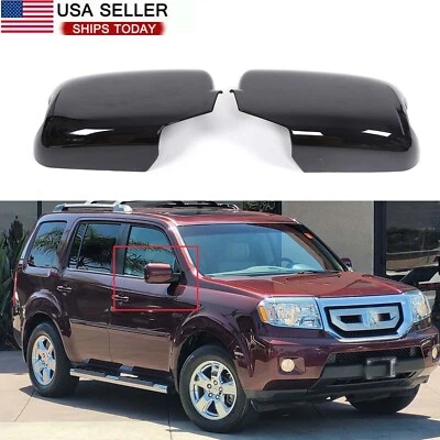 Glossy Black Rear View Side Mirror Cover Trim For Honda Pilot 2009-2015 Exterior Foto 1 de 4