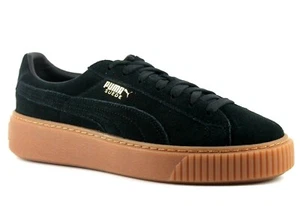PUMA Suede Platform SD Jr UK 6 EU 39 Black Gold Sneakers Trainers Shoes Lace Up - Picture 1 of 11