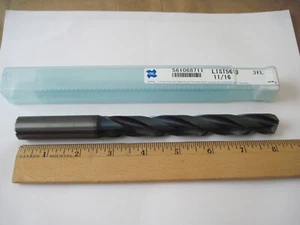 OSG 561068711 Solid Carbide Drill 11/16", Thru Coolant, 3 Flute, 3/4" Shank, WD1 - Picture 1 of 4