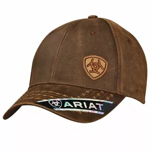 Gorra de bola de piel de aceite marrón MF Western Ariat para hombre - Imagen 1 de 1