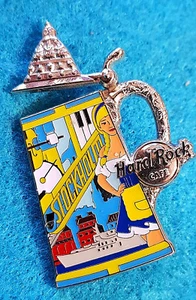 STOCKHOLM BEER STEIN TANKARD SERIES OPENING LID GIRL SHIP Hard Rock Cafe PIN LE - Picture 1 of 1