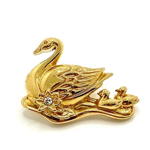 Vintage Avon Precious Love Schwan Tack Pin Rückseite goldfarben - Bild 1 von 6