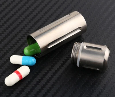 TA2 Titanium Waterproof Pill Container Box Keychain Outdoor EDC Sealed Storage - Image 1 of 4