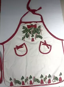 Vintage Vera Neumann Apron 100% Cotton Candy Cane & Bells Christmas Tree - Picture 1 of 5