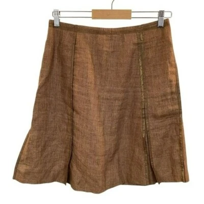 Gunex Womens 4 Vintage 80’s Italian Knee-Length A-Line Plaid Pleatd Skirt Brown - Image 1 of 4
