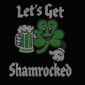 Let’s Get Shamrocked Rhinestone T-Shirt – St. Patrick’s day Saint Paddy bling - Picture 1 of 2