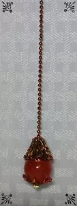 Handcrafted Orange Yellow Gold Flower Glass Crackle Fan Pull Made W/Swarovski - Picture 1 of 4