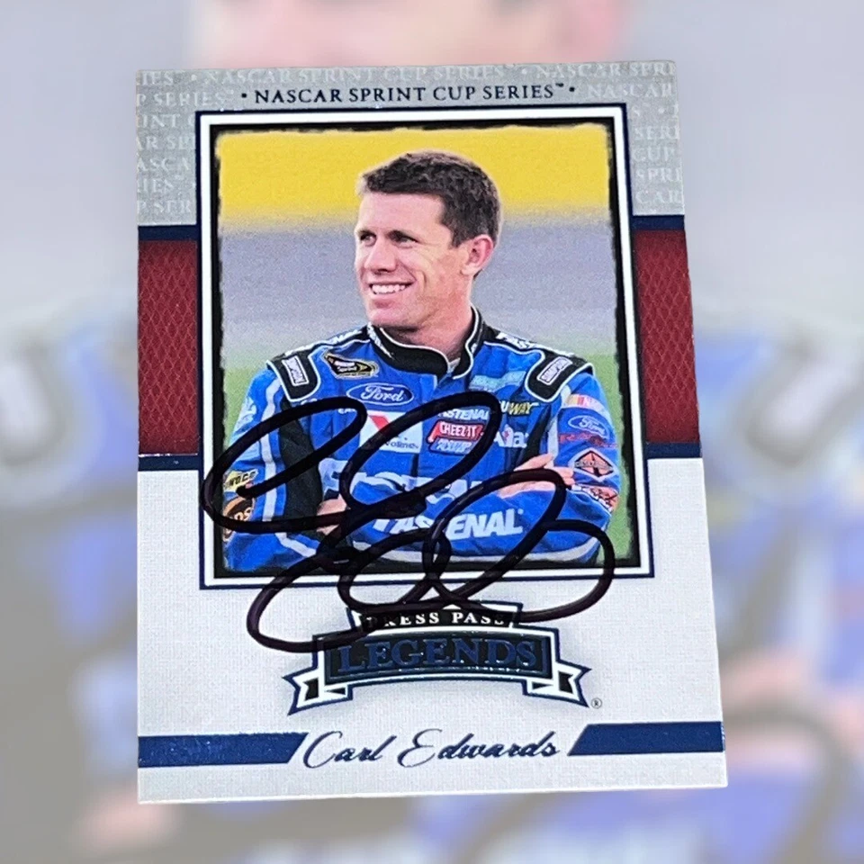 Carl Edwards 2013 PRESS PASS LEGENDS NASCAR 75 GREATEST DRIVERS signed HOF card - Image 1 of 1
