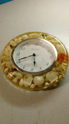 Sterling & Noble Lucite Round SeaShell Wall Shelf Clock Watch Decor Translucent - Image 1 of 4