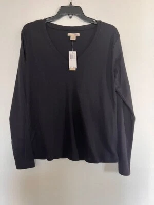 NWT Evie Pullover Sweater Jumper Black Large 100% Pima cotton - Image 1 of 3