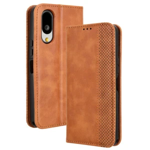 For Sharp Aquos Basio Active 3 Luxury Retro Flip Leather Wallet Stand Cover Case - Picture 1 of 24