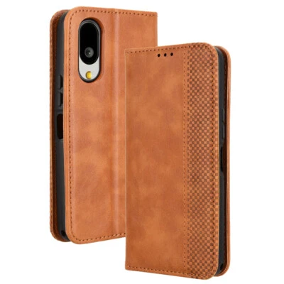 For Sharp Aquos Basio Active 3 Luxury Retro Flip Leather Wallet Stand Cover Case - Image 1 of 4