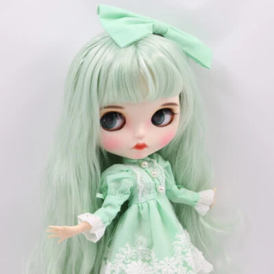 Muñeca de fábrica Blythe de 12" cabello verde menta labio tallado personalizado cara mate 1/6 bjd Foto 1 de 4
