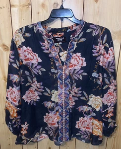 Top túnica de seda floral Johnny Was Workshop Paris sin esfuerzo XL para mujer - Imagen 1 de 5