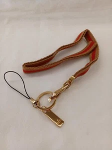 Auth Gucci Neck strap Sherry line Canvas Leather Keyring Key chain Made in Italy - Picture 1 of 3