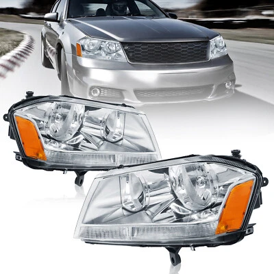 Conjunto de pares de faros delanteros para Dodge Avenger 2008-2014 con esquina ámbar Foto 1 de 4