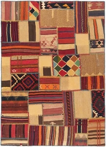 Kelim Patchwork Handgewebter 208x150 cm-Perserteppich,Rug,Orient,kilim,Carpet - Picture 1 of 8