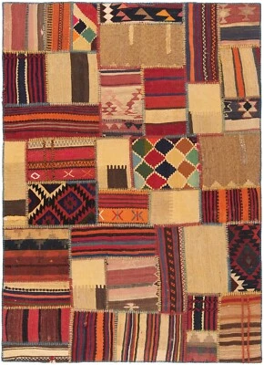 Kelim Patchwork Handgewebter 208x150 cm-Perserteppich,Rug,Orient,kilim,Carpet - Bild 1 von 4