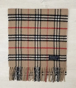 Vintage Burberry Nova Checkered 100% Cashmere Wool Scarf Beige - Picture 1 of 4