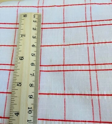 Vintage TEXTURED RED WHITE Cotton Fabric PERFECT FOR KITCHEN TOWELS 1 YD - Image 1 of 2