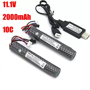 2pcs 11.1V 2000mAh 10C Gel-Gun Battery SM-2P Plug Lipo Battery for Splatter Ball - Picture 1 of 5