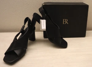 Banana Republic 888144 Women Sz 8.5 Black Leather Crossover Heeled Sandals $165 - Picture 1 of 13