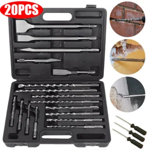 20pcs Rotary Hammer Drill Bit Chisels SDS Plus Rotary Hammer Bit and Chisel Set - Picture 1 of 15