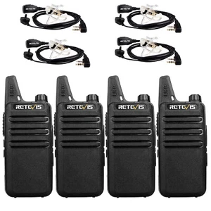Walkie talkie 2XRetevis RT622 PMR446 + 2 pines PTT micrófono tubo de sonido auriculares X4 - Imagen 1 de 10