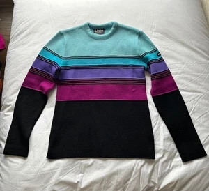 Vintage Wool Lido of California Ski Multi Striped Crew Sweater Medium - Picture 1 of 7