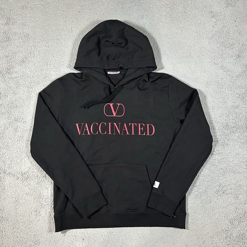 Felpa con cappuccio pullover vaccinato Valentino x Cloney nera edizione limitata taglia large