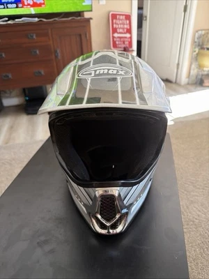 Gmax Moto Cross 36 X Helmet Blk & Silver Adult Helmet  Large - Image 1 of 4