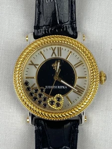 Judith Ripka Watch Black Leather Band Floating Heart Charm ** PARTS ONLY ** B08 - Picture 1 of 20