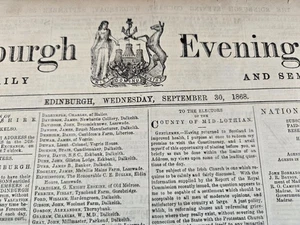 The Edinburgh Evening Courant Antique 1868 Newspaper 8 Pages - Picture 1 of 7