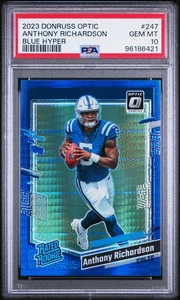 2023 Panini Donruss Optic #247 Anthony Richardson Blue Hyper PSA 10 - Picture 1 of 2