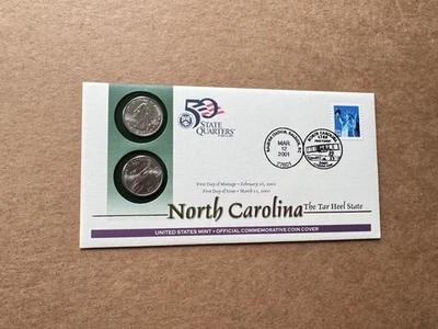 US 2001 Commemorative Coin FDC (H) +50 State Quarters -North Carolina +2 Coins - Image 1 of 2