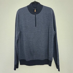 Brooks brothers L Extra Fine Merino Wool 1/4 Zip Blue Sweater - Bild 1 von 7