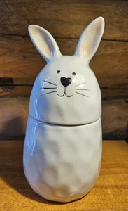 9" Tall Whimiscal Cupboard Bunny Rabbit Dimpled Jar 10 Strawberry Street - Picture 1 of 8