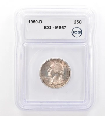 1950-D Washington Quarter MS67 ICG Beautiful Tone *7351 - Image 1 of 3
