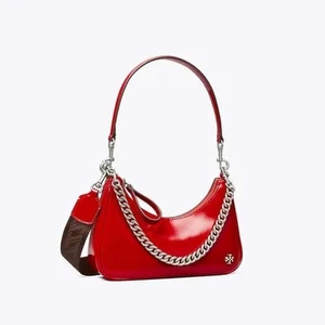Bolso Tory Burch Pequeño 151 Mercer Spazzolato Media Luna en Rojo - Imagen 1 de 10