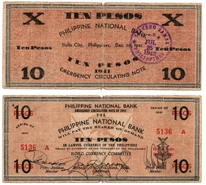 1941 Philippines Province Of Iloilo 10P WW2 Emergency S308 C/S SALCEDO, Samar - Picture 1 of 5