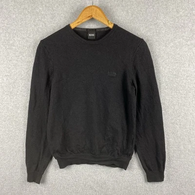 Hugo Boss Sweater Mens S Black Italian Wool Crewneck Lightweight Knit Jumper - Image 1 of 4