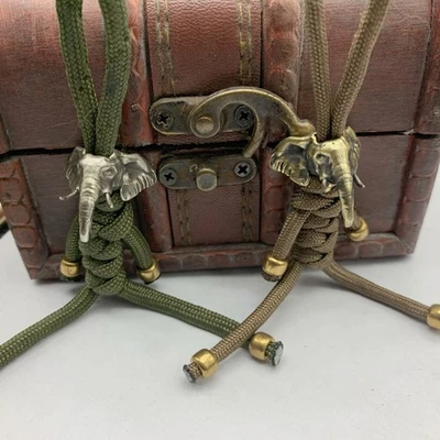 Nuevo EDC Elefante Paracord Cuchillo Cuentas Cordón Animal Cuerda de Latón Hágalo Usted Mismo Exterior Dije Foto 1 de 4