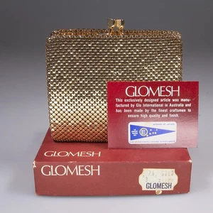 Vintage GLOMESH branded GOLD purse / wallet coin card notes- c1970s - as new - Picture 1 of 13
