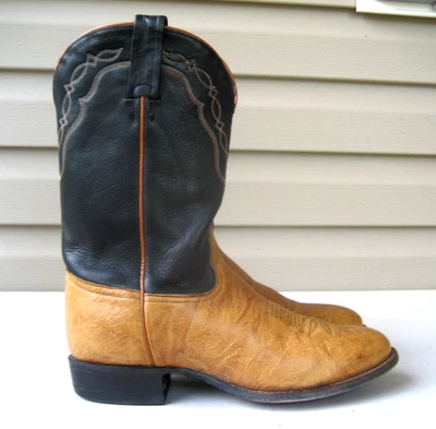 Винтажные ковбойские сапоги Tony Lama кожа черный коньяк женские размер 8,5 M США - Изображение 1 из 4